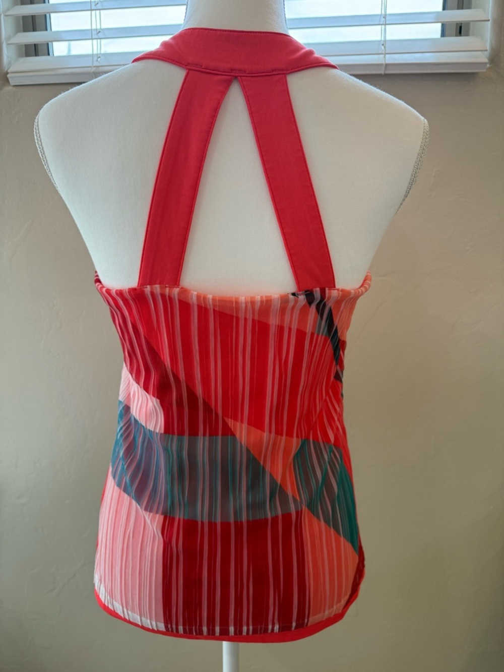 Adidas Women's Orange Green and White Geometric Racerback Tank Top Lightweight-M - Picture 2 of 7